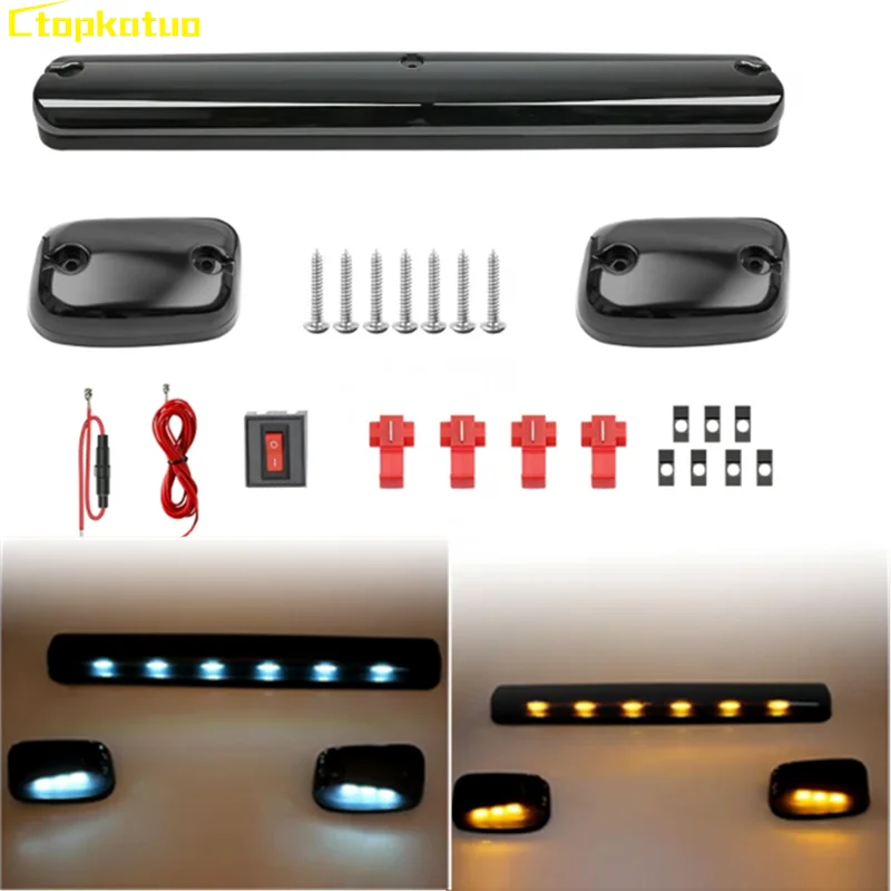 

1Set Smoke Car Cab Roof Running Lights Marker Marker Lamp Amber /White LED Truck SUV Roof Top Warning Light Car Accessories