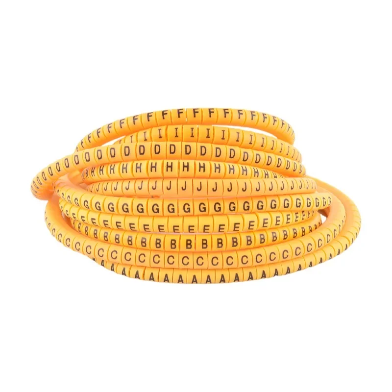 Marqueurs de câbles jaunes EC-0 EC-1 EC-2 EC-3 (A-Z) 520 pièces (20 pièces de chaque) Lettres A à Z X pour câbles de 4 mm²