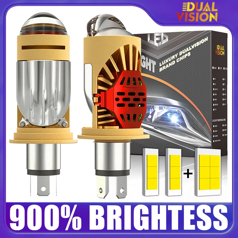 

Dualvision H4 Bi Projector Lenses Turbo Auto Lamps H4 LED Car Headlights Bulbs CANBUS 1:1 Mini Size High Low Beam Fog Lights 12V