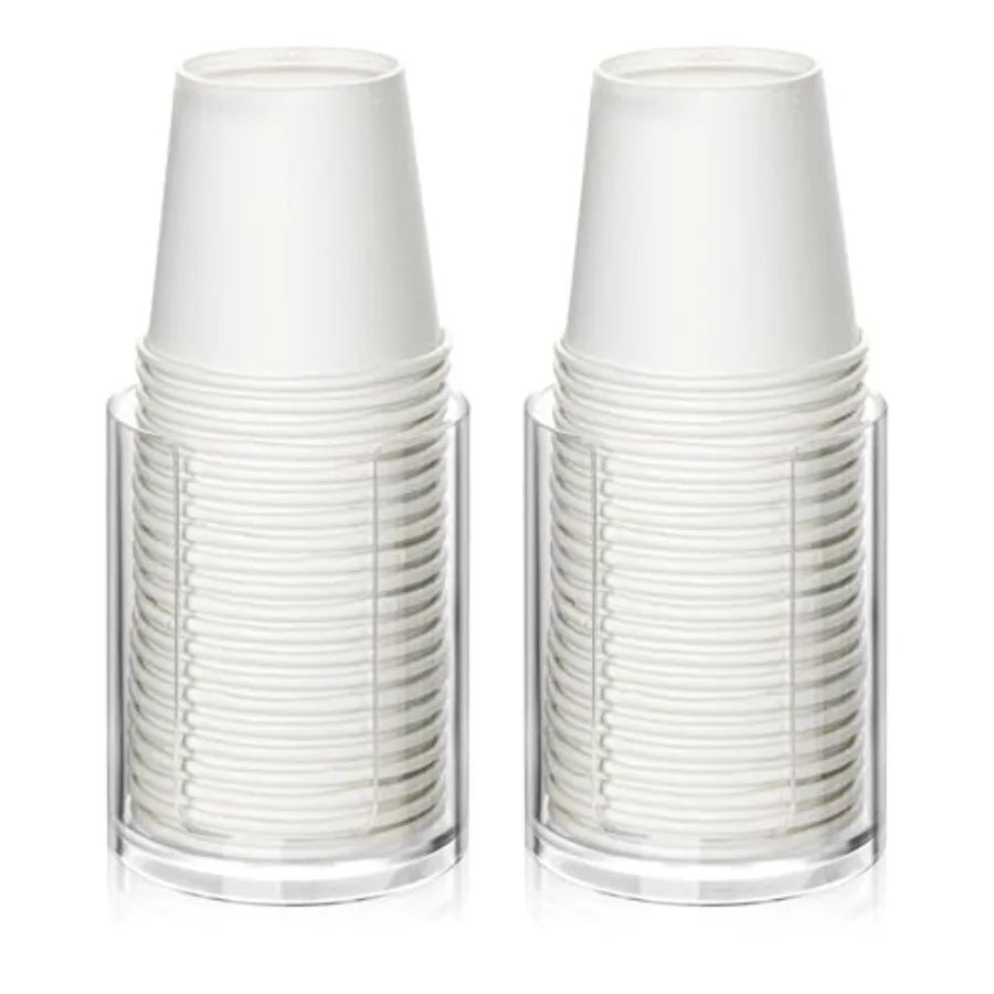

2 Pack Mouthwash Cups Holder, Bathroom Cup Dispenser, Small Disposable Paper Cup Tray for Bathroom Sink Counter
