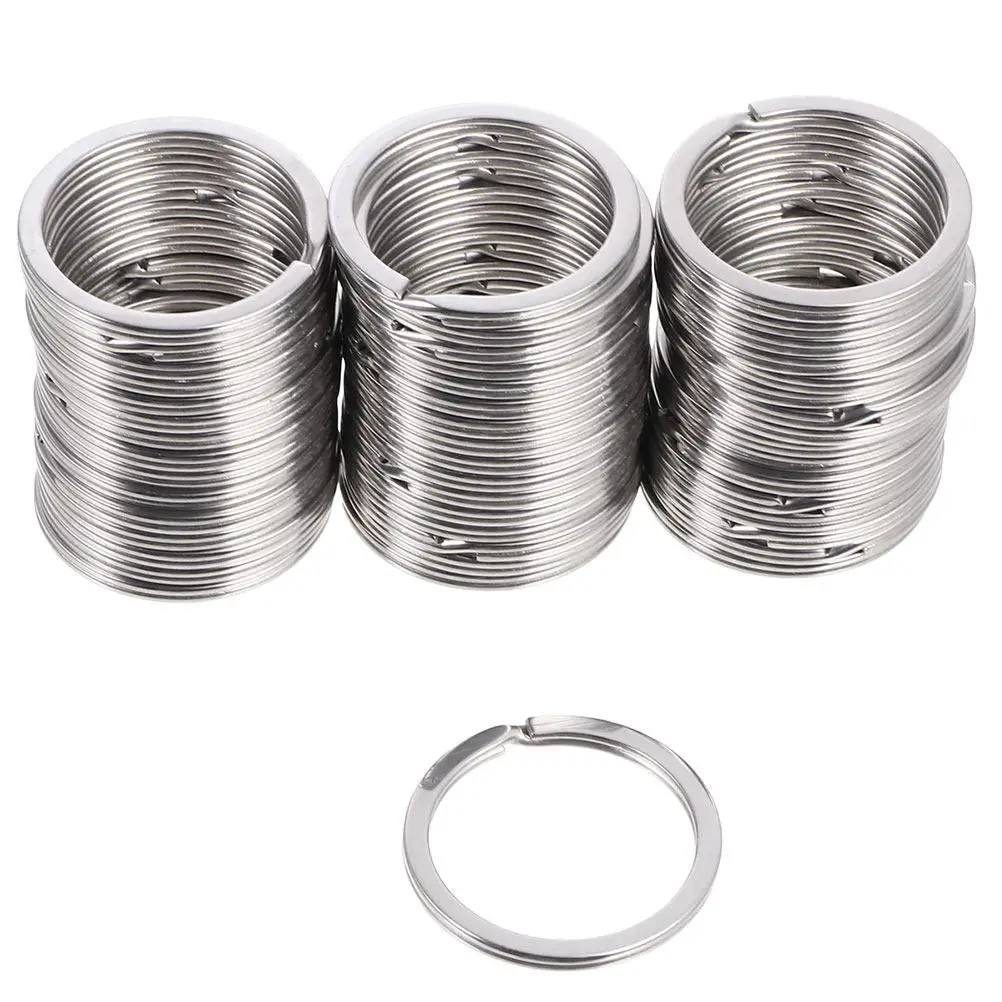 

100Pcs Stainless Steel Key Rings Heavy Duty Flat Split Circle Keychain Connector for Car DIY Crafts Office 32Mm