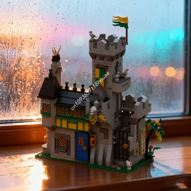 813 деталей MOC: Модель замка-особняка Шеврон С с множеством голубей, конструктор, игрушка для сборки своими руками, идеальный подарок на фестиваль или день рождения