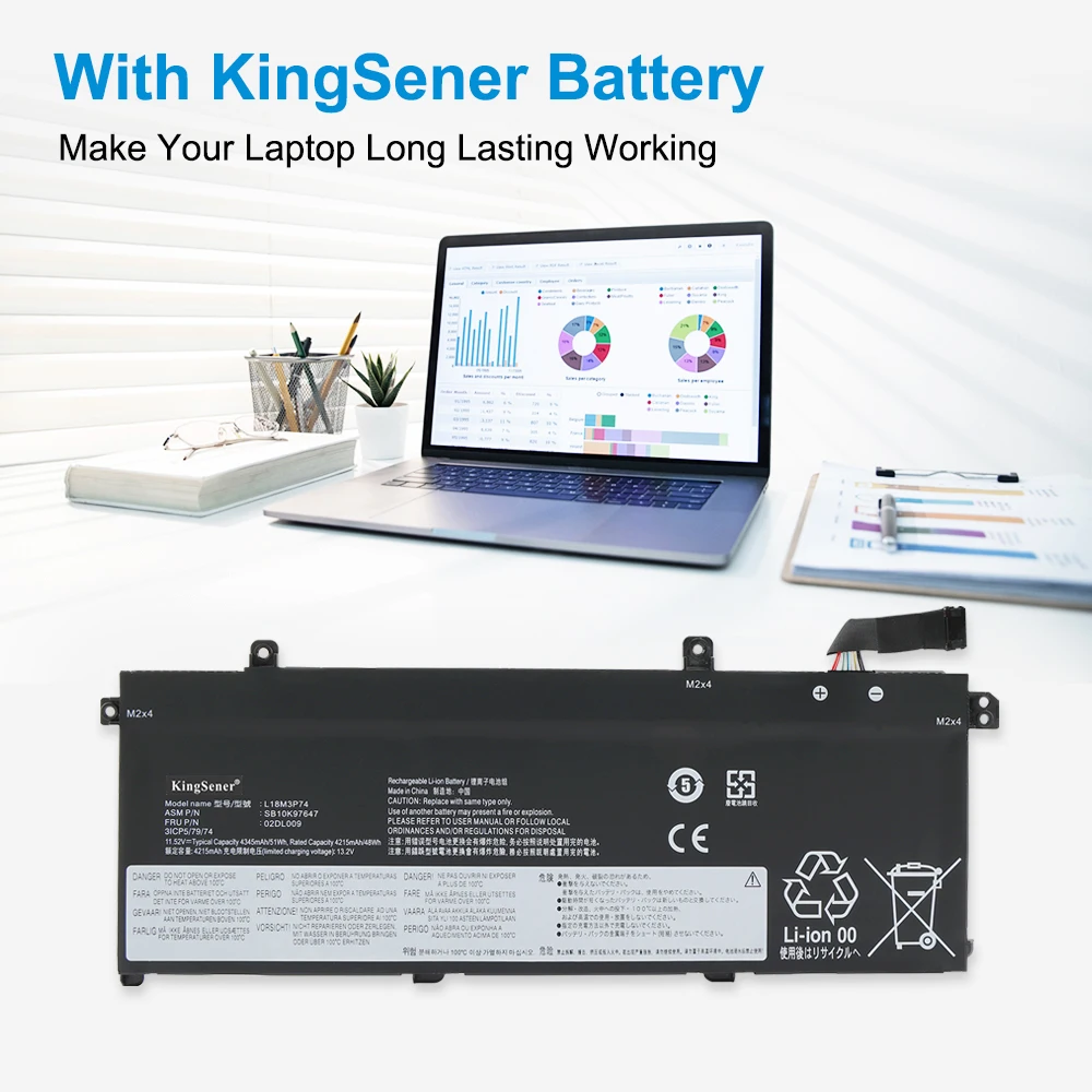 Bateria KingSener L18C3P72 do Lenovo ThinkPad T490 T495 P43S P14s T14 Gen 1st 2nd L18C3P71 L18L3P73 L18M3P74 L18M4P73 L18M4P74 — zdjęcie produktu 6