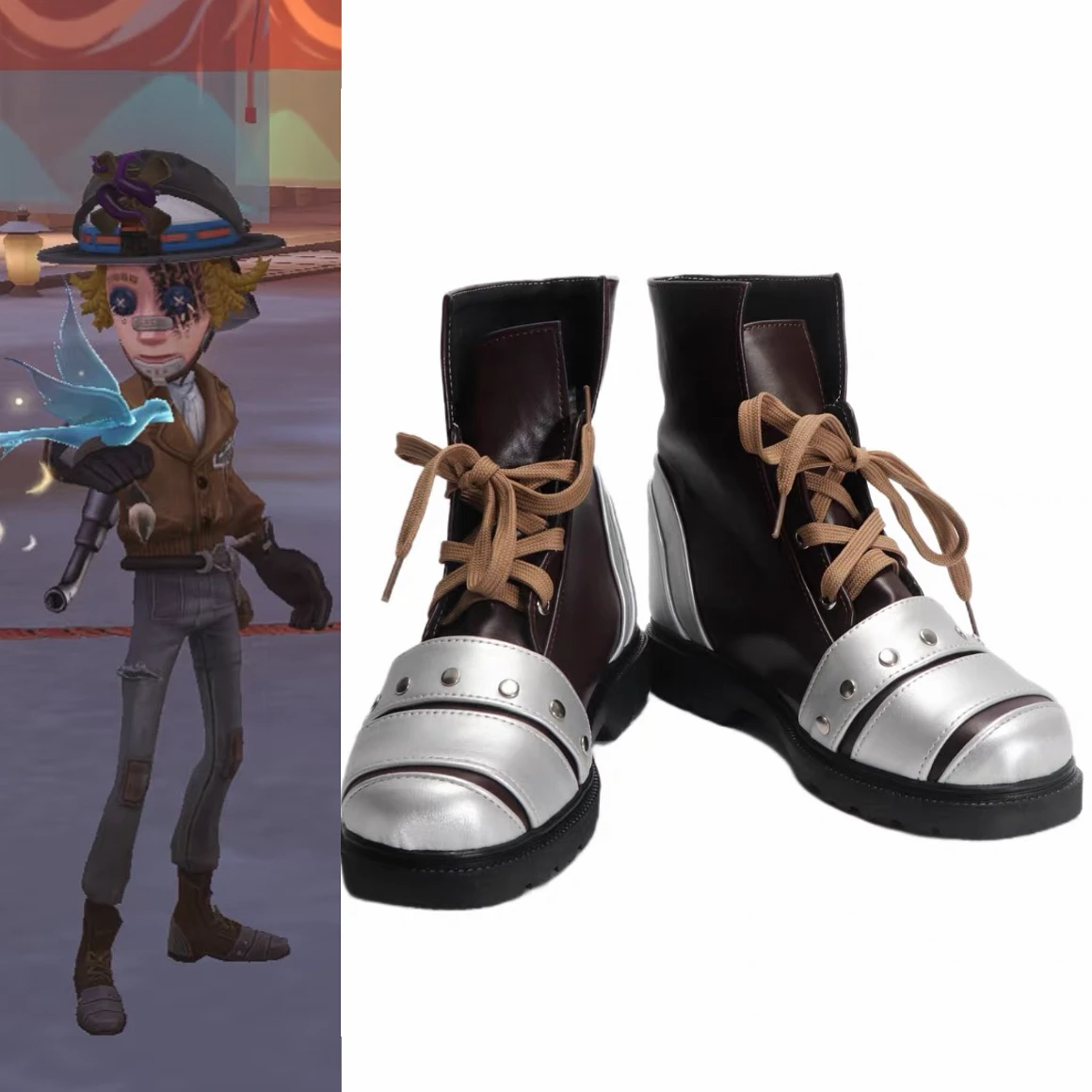 

Identity V Prospector Highway Knight Обувь для косплея Сапоги Хэллоуин Карнавал Вечеринка Рождественская игра Ролевая обувь