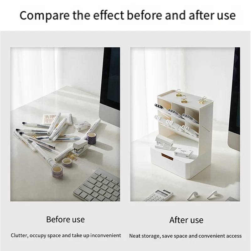 Multifunctional Pen Holder Storage Box Drawer Multi-Layer Dustproof Desktop Office Supplies Storage Box Pink Durable Easy To Use