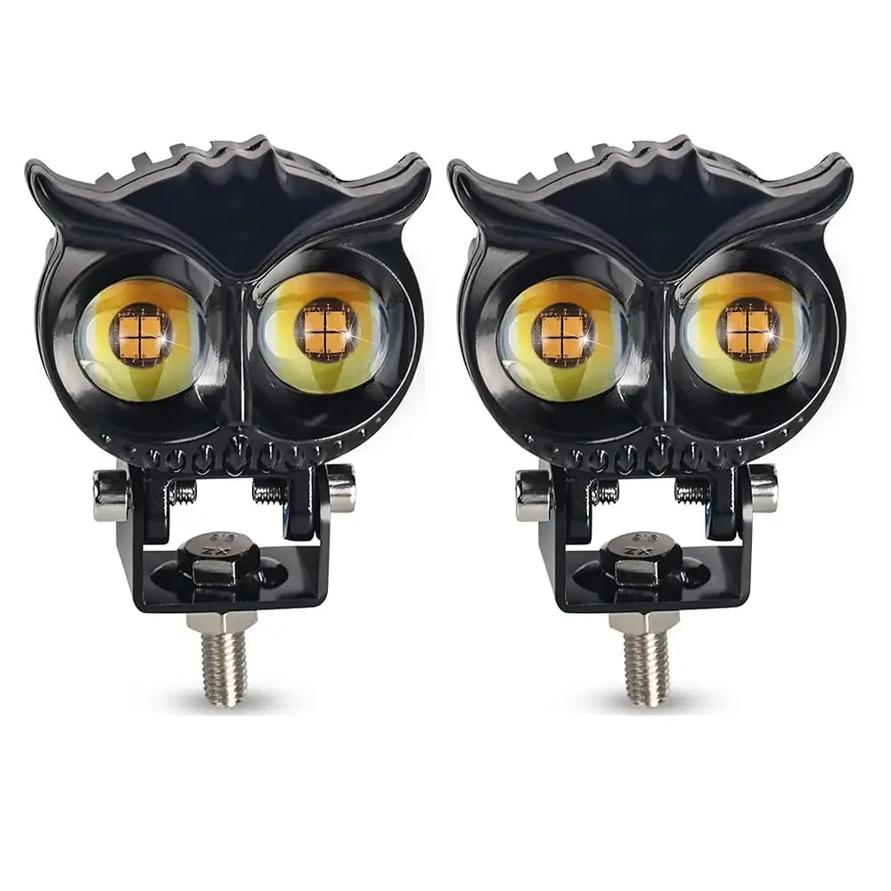

Free Shipping - 2Pack Motorcycle Fog Lights,Motorcycle LED Headlight Owl Shape with High Low Beam,Universal Driving Light for 9-