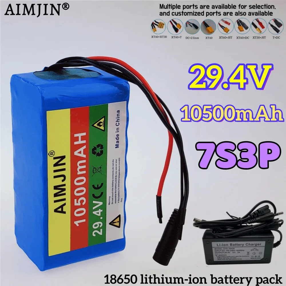 

24V 10.4Ah Lithium Battery for Wheelchairs | 7S3P 18650 10500mAh Rechargeable Pack | with 29.4V 2A Fast Charger