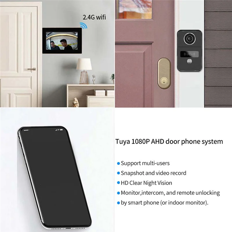 

BNVN-7 дюймов 1080P Wi-Fi 2-проводной домофон дверной звонок видеодомофон для домашнего домофона Wi-Fi Tuya сенсорный монитор