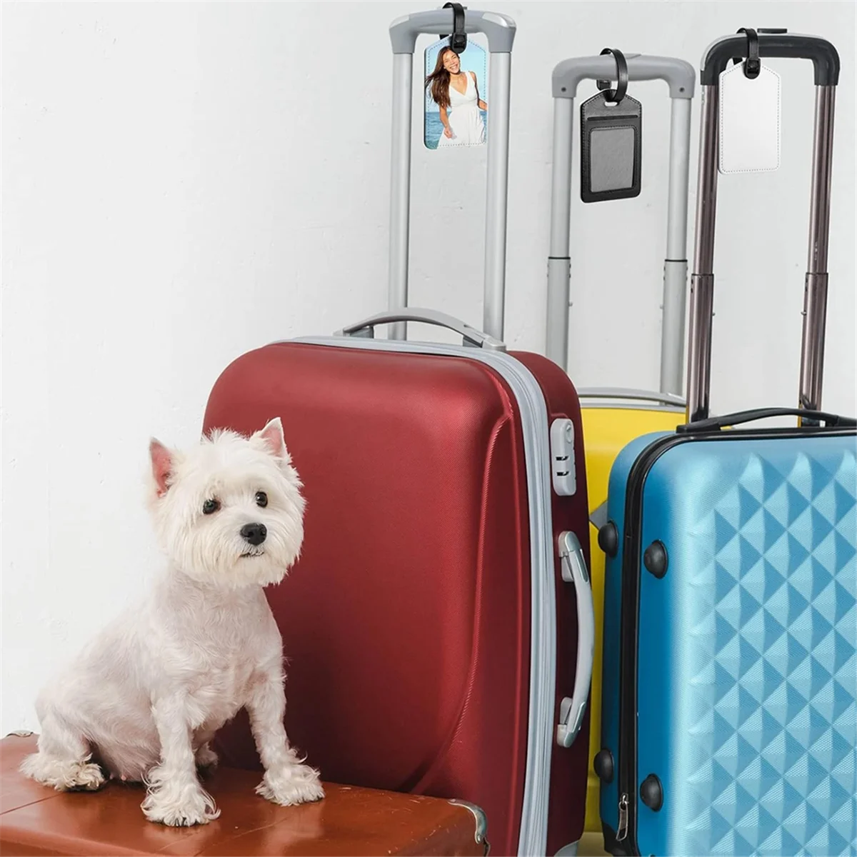 High-end Sublimation Luggage Tags White Heat Transfer PU Leather Name Tag Blank Suitcase Tags Travel Business ID Card Holder