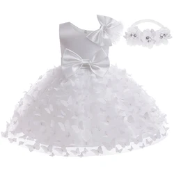 Baby's First Birthday Dress Girl Bow Mesh Princess Dress Children's Wedding Dress Kids Christmas Dress