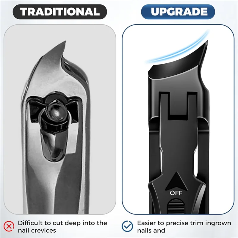 

ABKY-Eagle Beak Beveled Nail Clippers - Wide Jaw Opening Anti-Splash Eagle Beak Nail Clippers With Catcher, 45 Degrees
