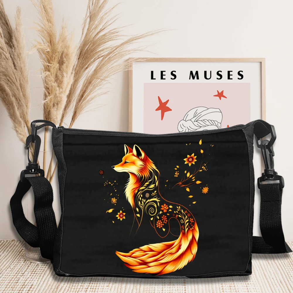 

Сумка через плечо Black Fox с цветочным узором и звездами для повседневного использования и путешествий, сумка-мессенджер, сумка для покупок и хранения вещей