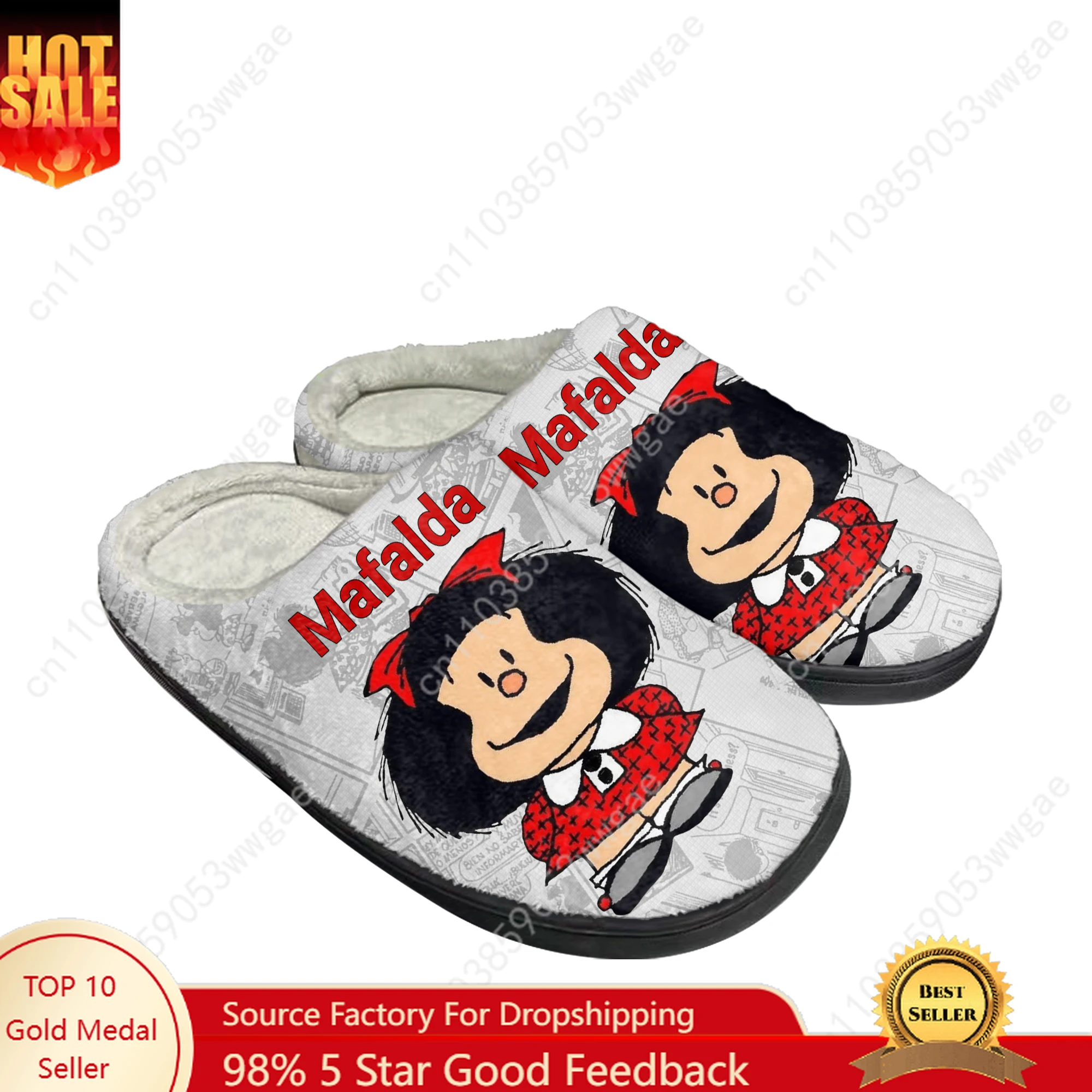 Mafalda Anime Cotton Shoes Family Slippers Mens Womens Teenagers High Quality Plush Bedroom Casual Warm Shoe Customized Slippers