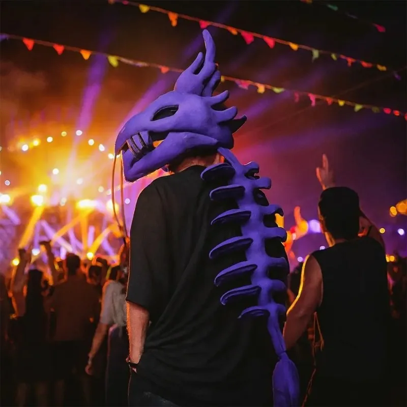 

Exoskeleton Dragon Plush Headpiece with Tail Cosplay Mask for Themed Parties and Cosplay Events