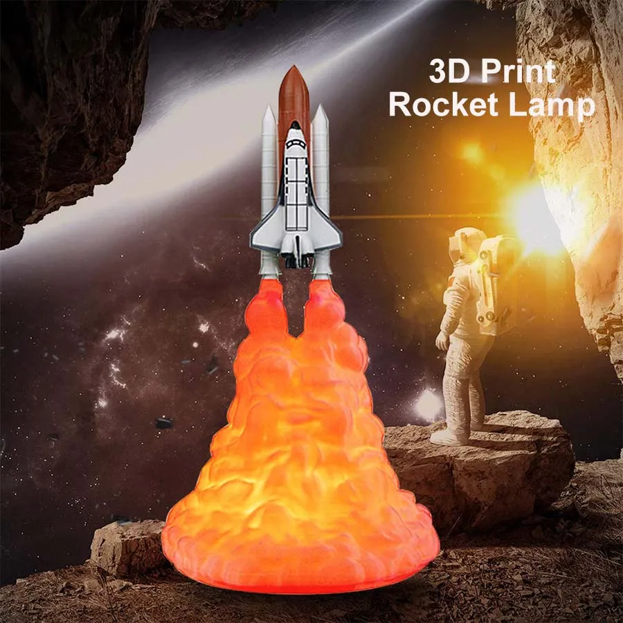 

3D Print Space Shuttle Rocket Night Light Creative Bedside Table Lamp Christmas Children's Gift Room Atmosphere Decor Lamp