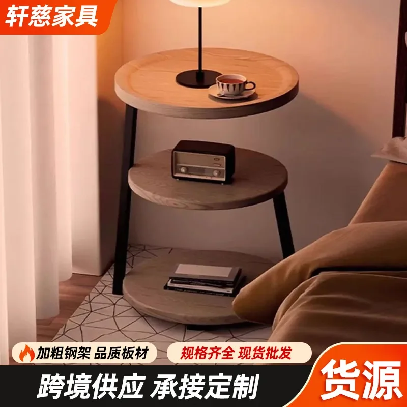for Medieval Creative 3-Tier Small Round Bedside Table Household Bedroom Nightstand Shelf with Niche Design Sense Factory