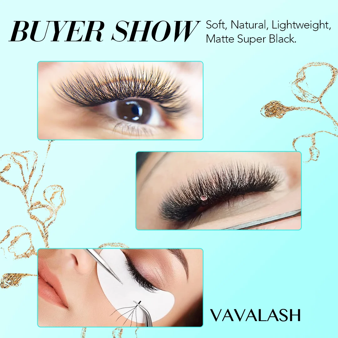 바발래쉬 W형 속눈썹 연장 3D 4D 5D 6D 8D 속눈썹 자연스러운 부드러운 프리메이드 팬 래쉬 익스텐션