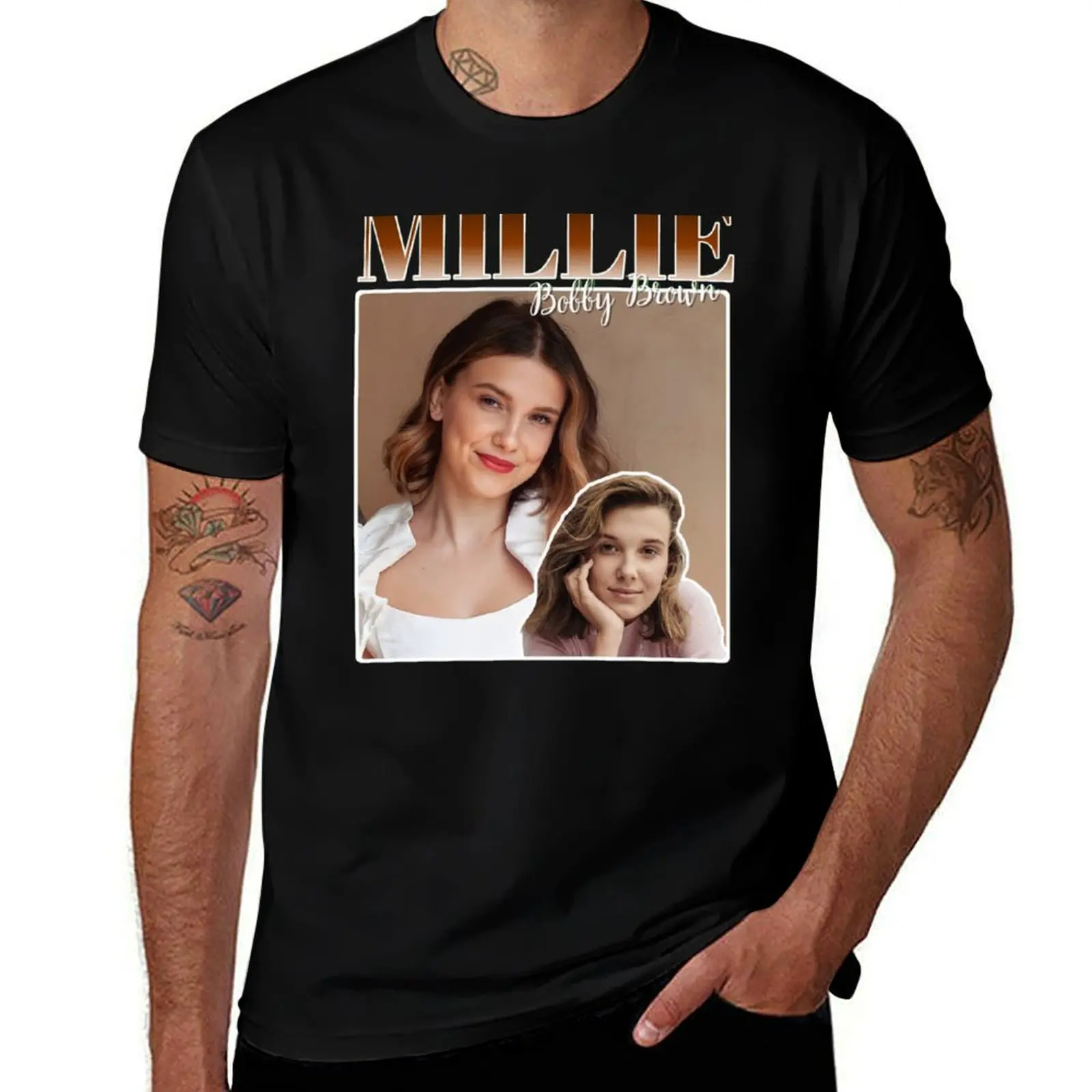 Футболка Millie Bobby Brown, модная простая повседневная футболка