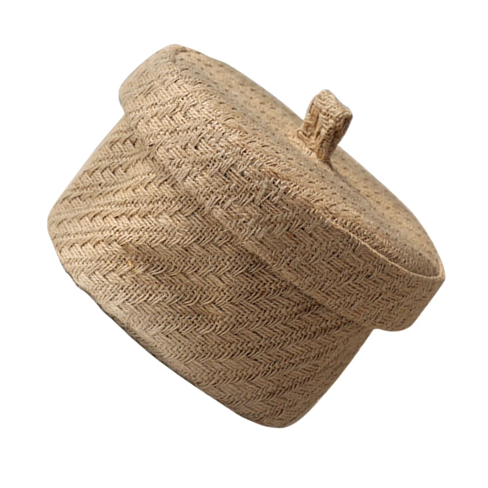 

Cotton Linen Basket Household ganizer Container Lid Sundries Desktop Baskets Natural Style Key Snack Toy Storage Solution