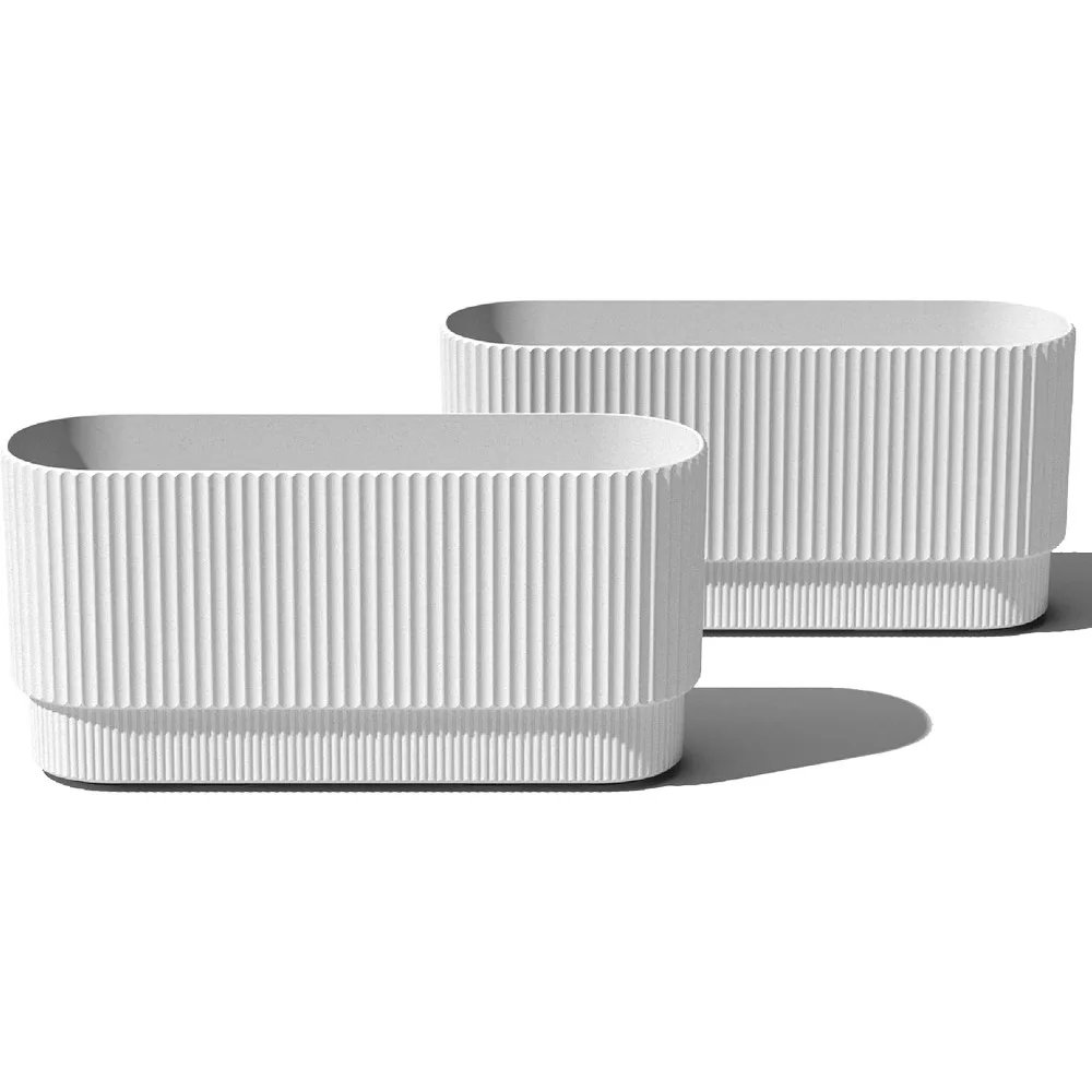 

Veradek Demi Series Long Planter for Porch, Patio, Backyard | Durable Plastic-Concrete Material | Modern Décor for Shrubs