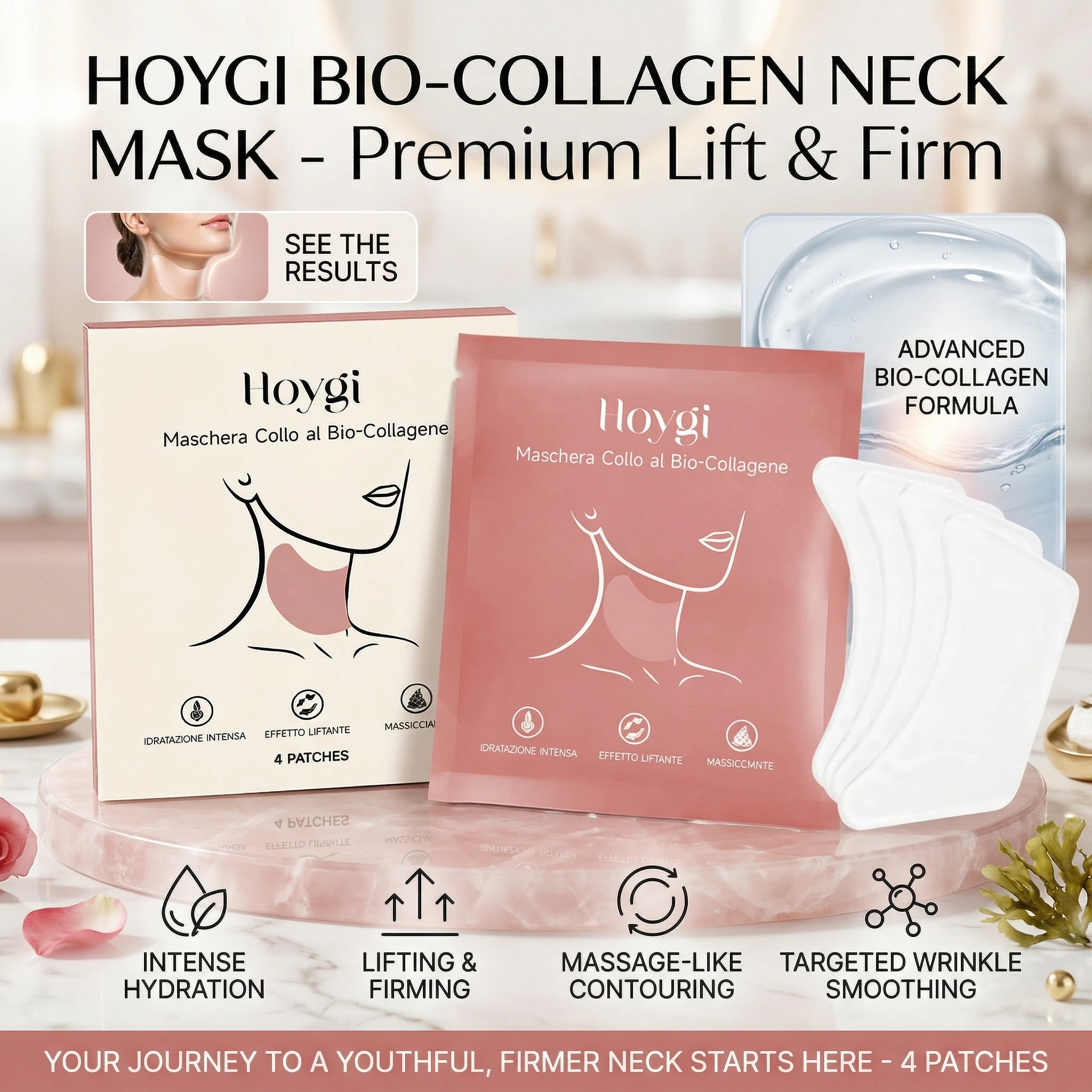 

Bio-Collagen Neck Mask Anti-Wrinkles Fade Neck Lfine Lines Moisturizing Brightening Improve Double Chin Skin Care Products