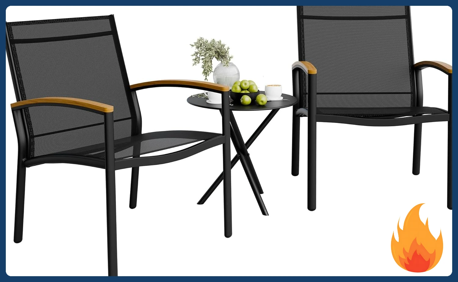 

[New Arrival!]3 Pieces Patio Bistro Sets, Outdoor Textilene Fabric Conversation Bistro Set, Textilene Fabric Front Porch Chairs