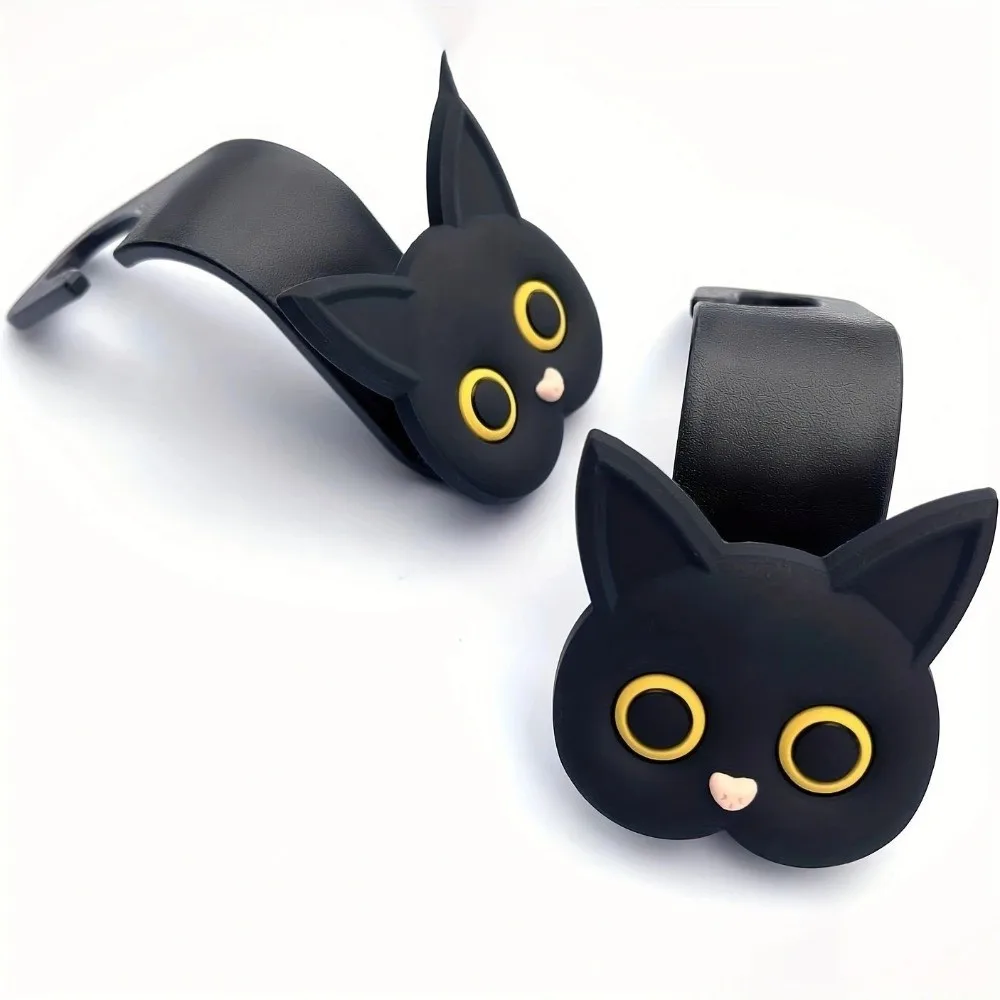 

2Pcs New Cartoon Cat Car Clips Multi-function Durable Car Seat Headrest Hooks Auto Fastener Hangers Universal