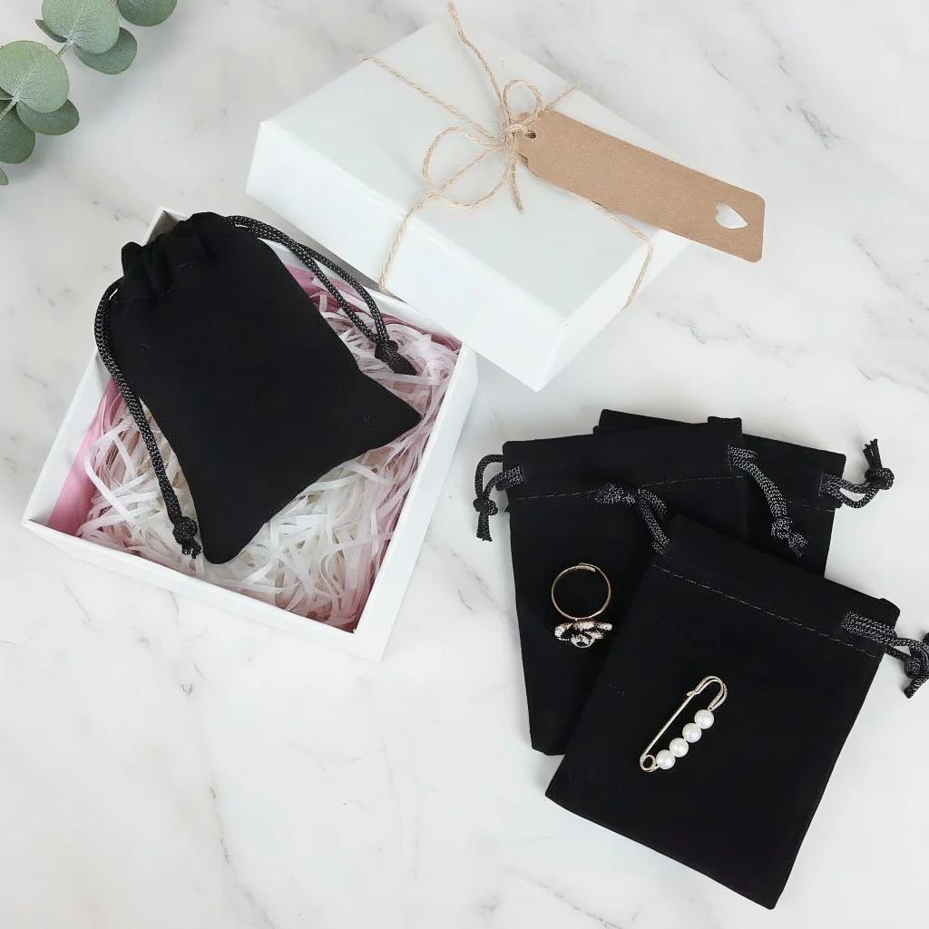 10–50 Stück Samtbeutel mit Kordelzug, kleine Schmuckbeutel, Samt-Geschenktüten für Weihnachten, Hochzeit, kleine Unternehmen, Partygeschenke – Detail 7