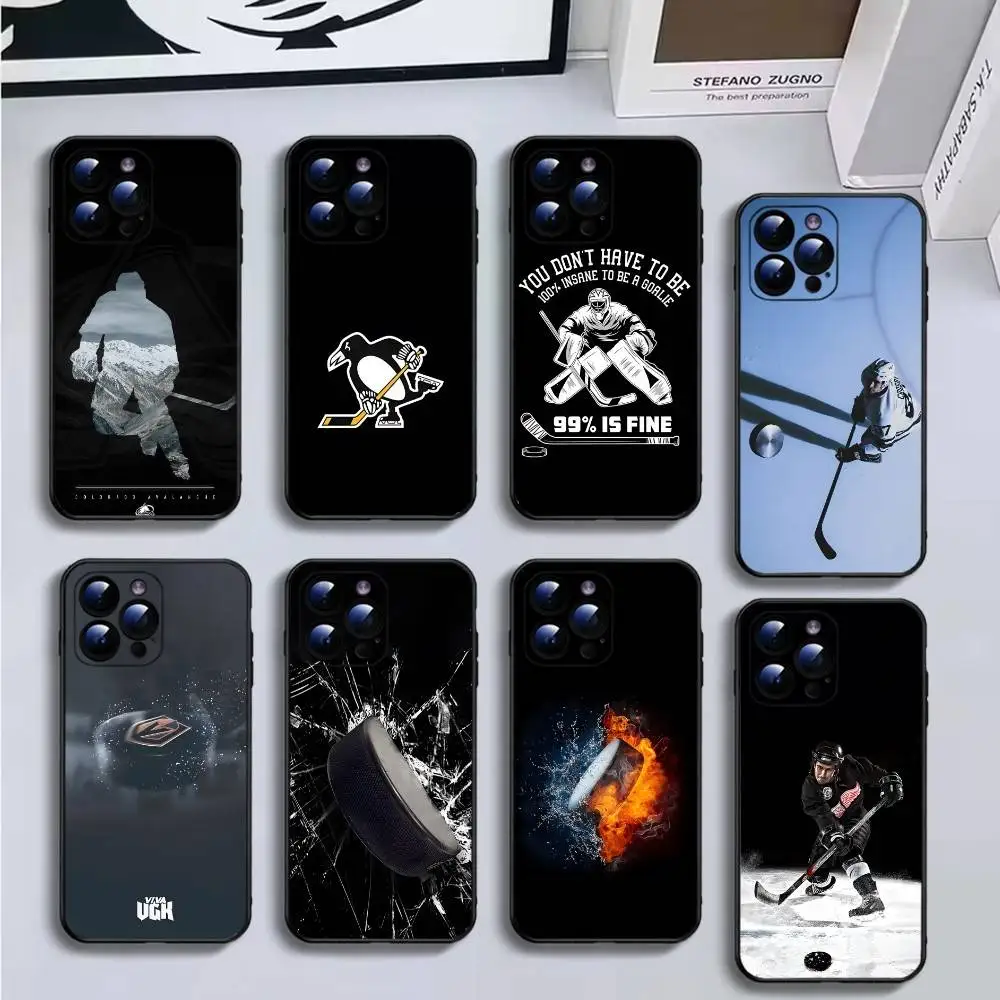 

Ice Hockey Rink Puck Phone Case For iPhone16,15,14,13,12,11 Plus,Pro Max,XS,X,XR,SE,Mini,8,7,Soft Black Cover
