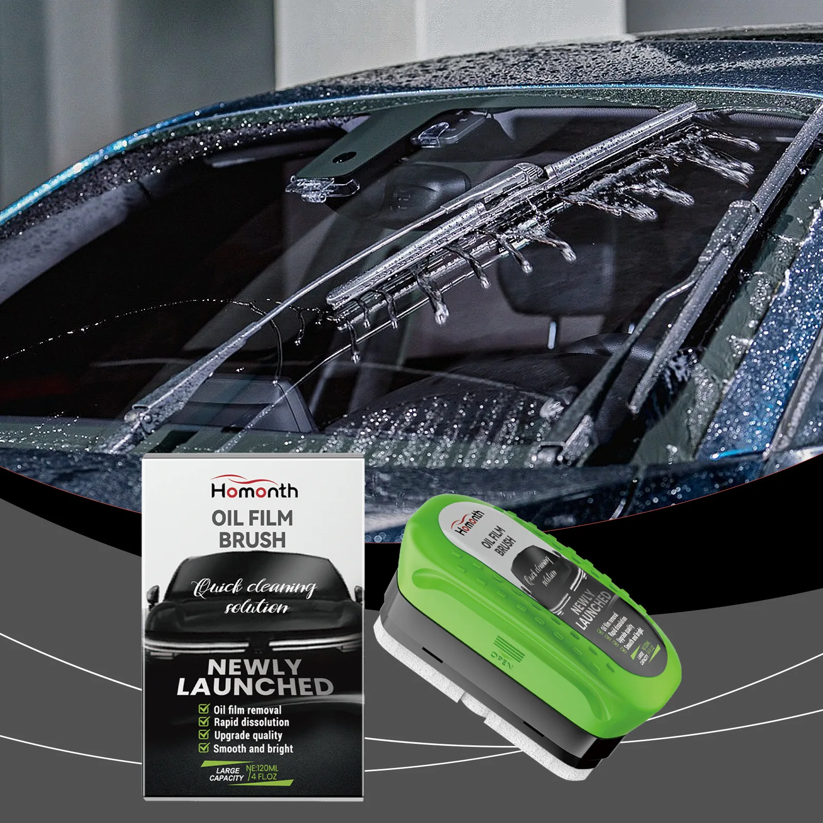 Automotive Oil Film Cleaning Board Car Window Oil Film Remover Brush Anti Rain Anti Fog Clear Vision Car Glass Polish Clean Tool
