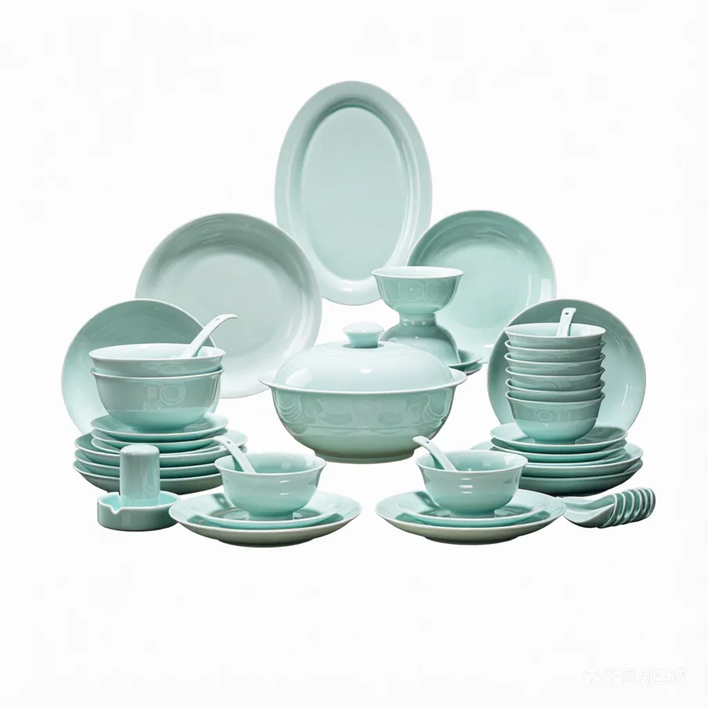 Celadon Dinnerware Set 30/40/70/100pcs Ceramics Dish Sets Full 4 Celadon Dinnerware Set 30/40/70/100pcs Ceramics Dish Sets Full