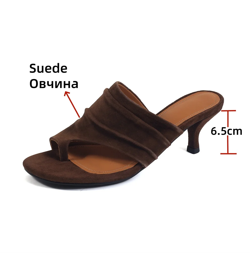 Women's Suede High Heel Flip-Flop Sandals for Weddings and Parties