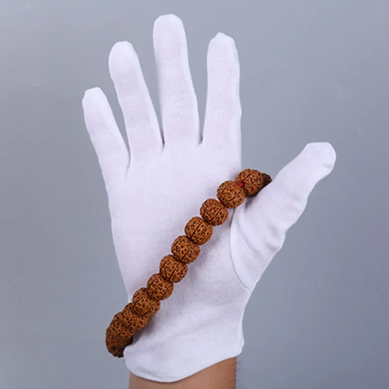 1 Pairs White Cotton Gloves Work for Dry Hands Handling Film SPA Gloves Ceremonial Inspection Gloves