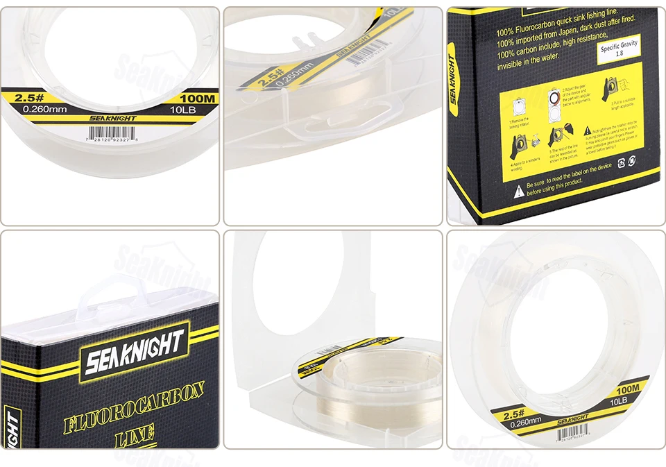 SeaKnight 100% Japanisches Material 50M 100M 3-100LB Fluorocarbon-Angelschnur Kohlefaser-Leader Fliegenschnur Schnell Sinkende Karpfen-Angelschnur – Detail 10