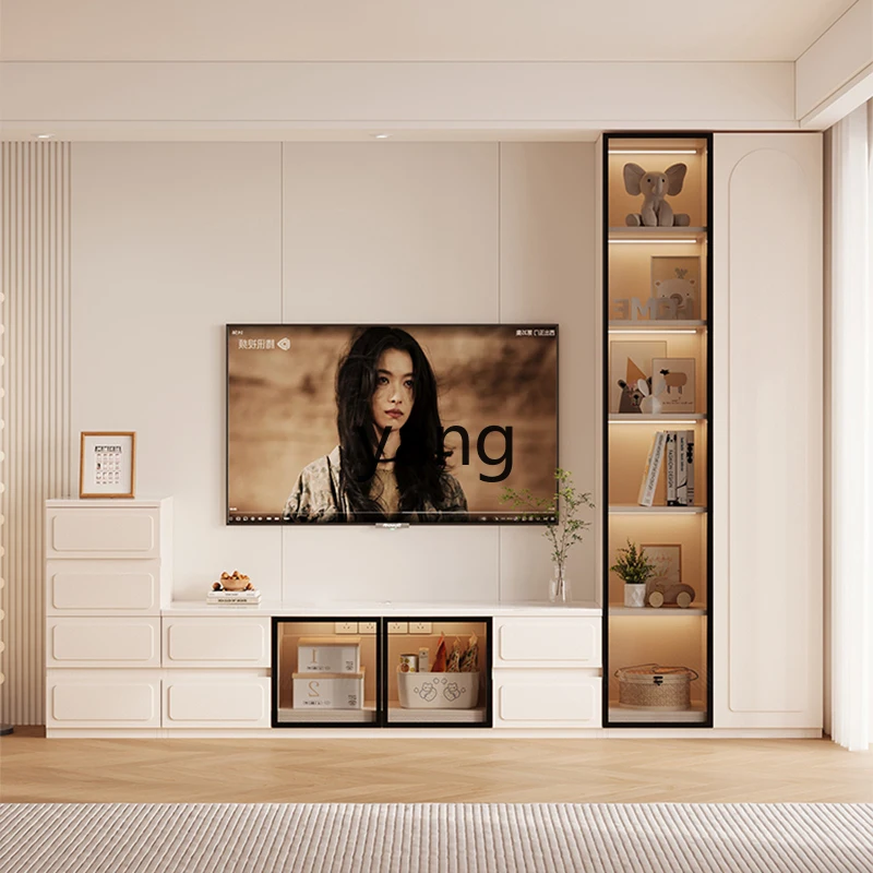 CX Cream Wind TV  Vertical Cabinet Integrated Living Room Household TV Floor Cabinet TV Storage Cabinet