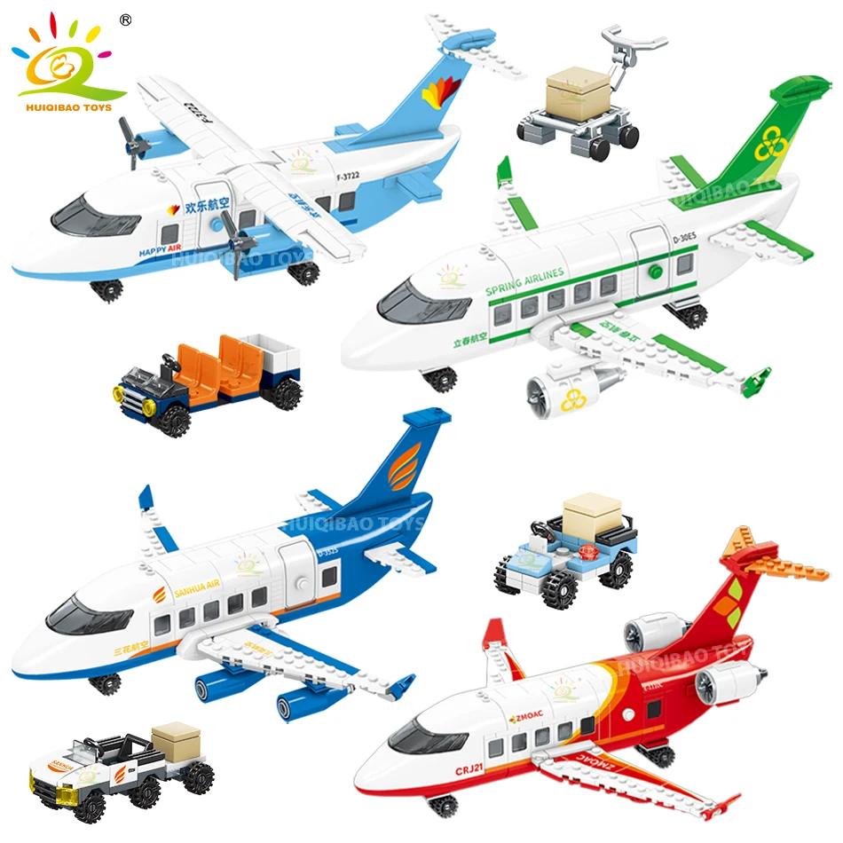 Passenger International Airplane Building Blocks Air Freight Transport Cargo Plane Brick City Construction Toy for Children Gift