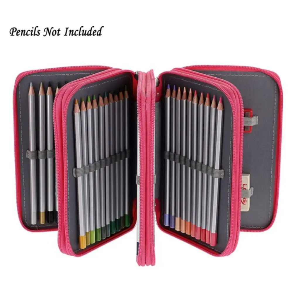 4 Layers Colored Pencil Bag 72 Holes Square School Stationery Bag Large Capacity Painting Storage Holder Pen Pouch Drawing
