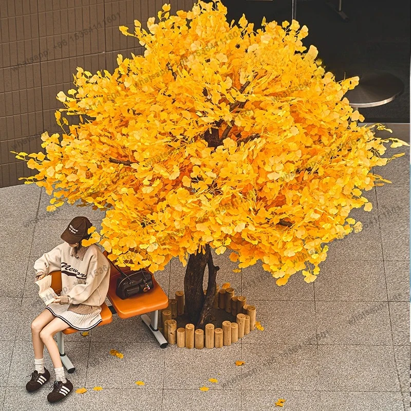 Simulation ginkgo tree large fake tree landscaping indoor simulation tree landscape bionic green plant floor decoration