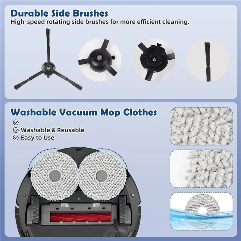 

【Today Only】2 комплекта аксессуаров для пылесоса Roborock Q Revo Pro, Q Revo Maxv, Q Revo S, основная щетка HEPA-фильтры, мешки для пыли Wi