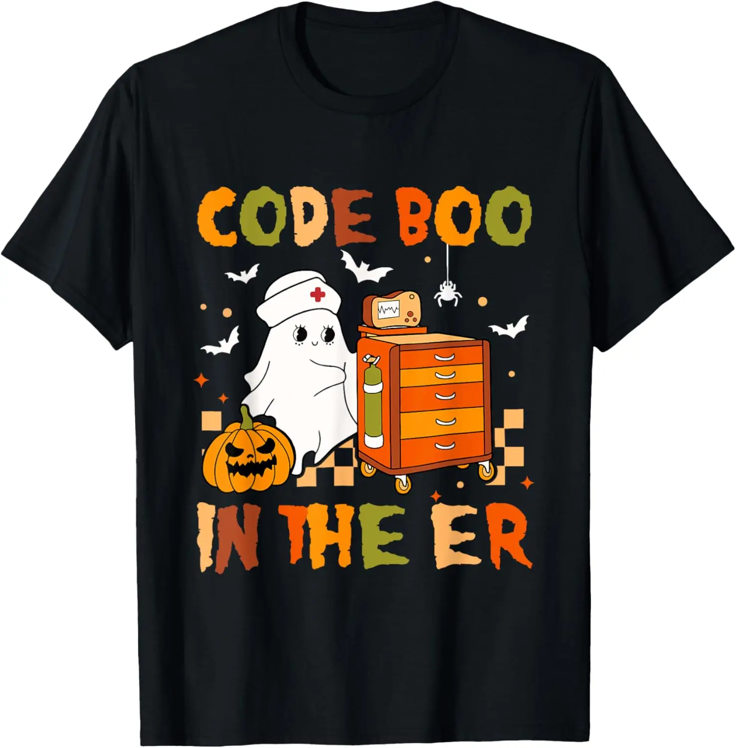 Halloween ER Costume Code Boo In The ER Nurse Crew Ghost T-Shirt