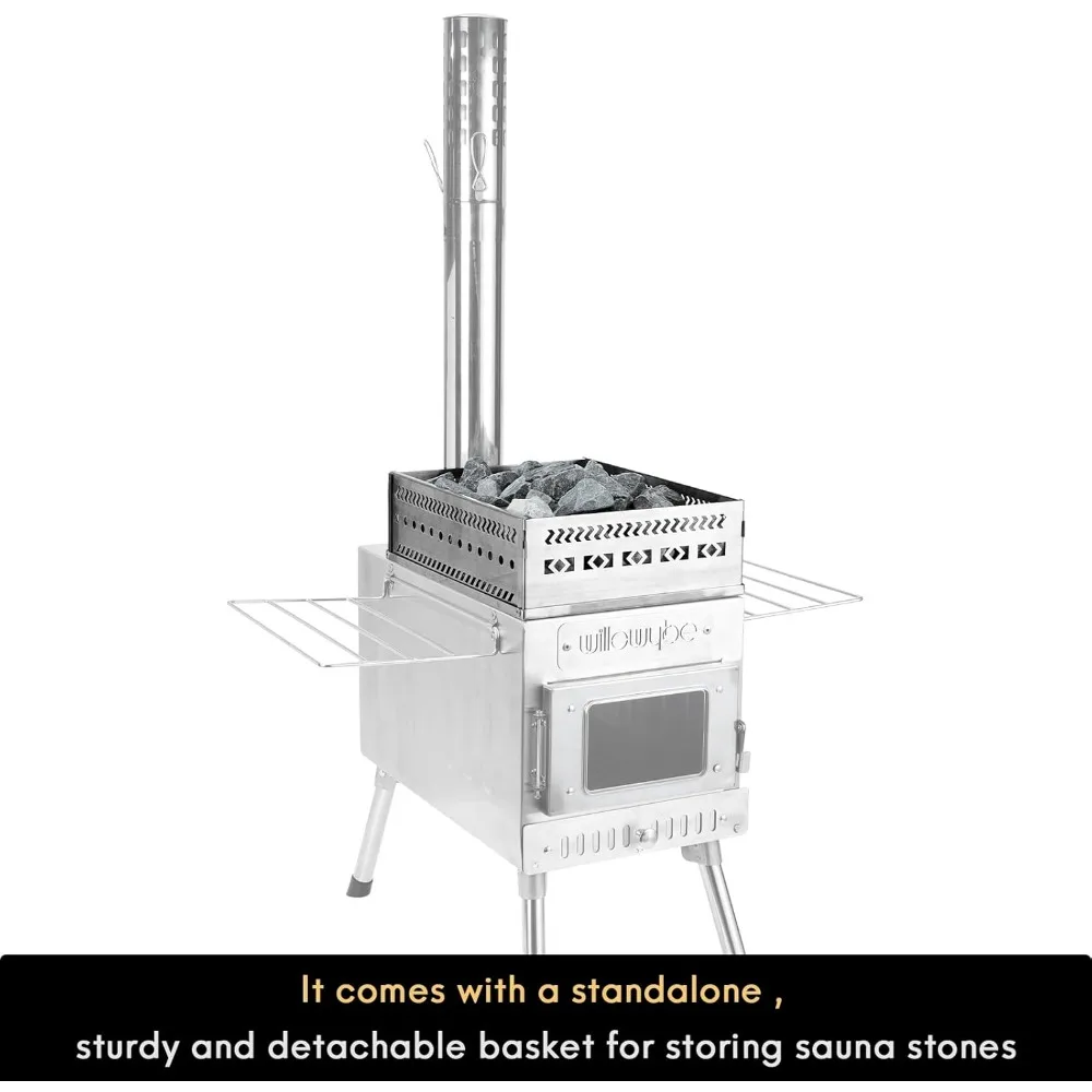 Rocket Stove Heater, Portable Camping Wood Stove for Dry Sauna, Cooking for Husband and Friends