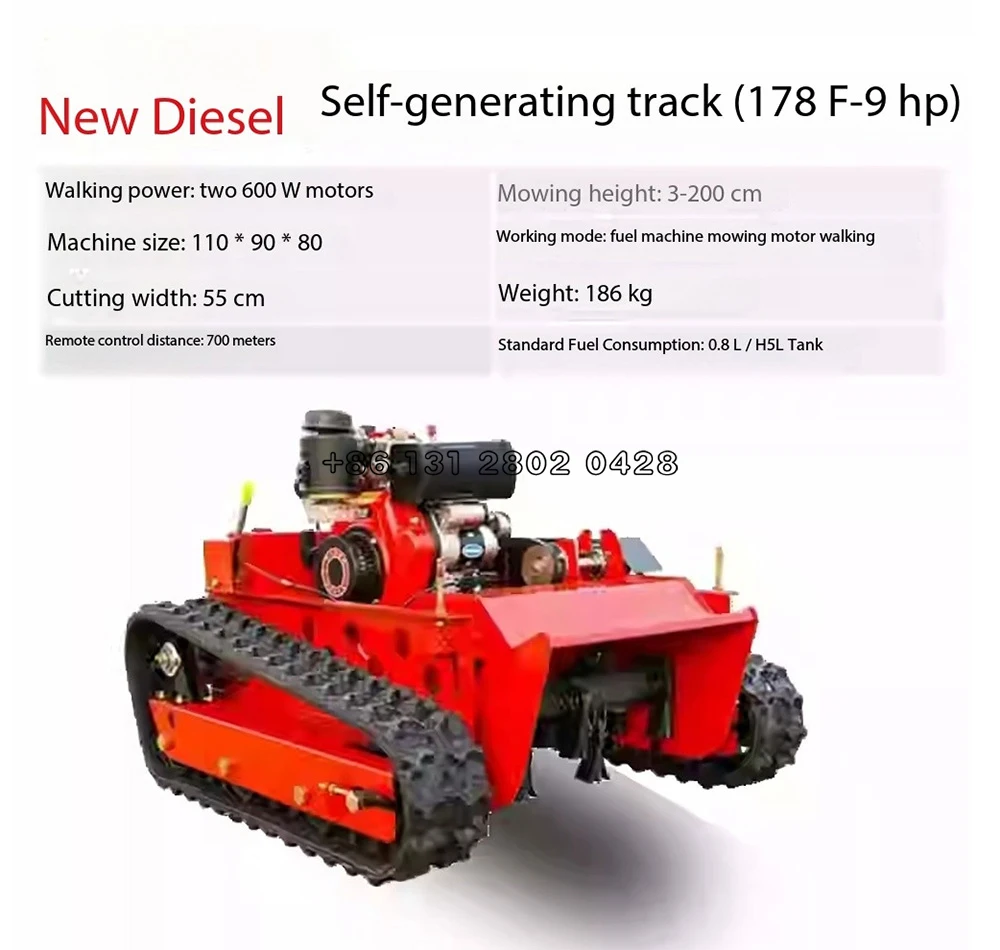 Adjustable cutting height  Agricultural And Forestry Equipment Robot zero turn flail Crawler Gasoline Remote Control Lawn Mower