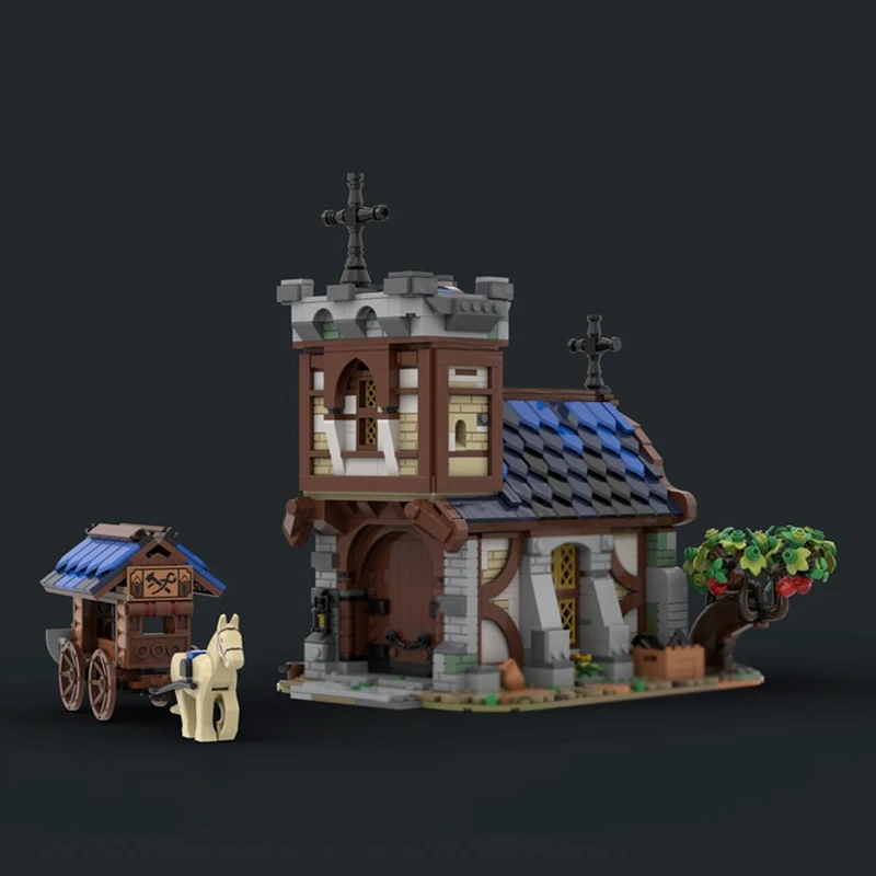 Medieval Castle Model MOC Building Bricks Ancient Architectural Church Modular Technology Gifts Holiday Assemble Children Toys