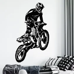 Motocross Motorbike Wall Stickers Vinyl Home Decor Boys Teens Room Bedroom Motorcycle Dirt Bike Decoration Decals Wallpaper S615