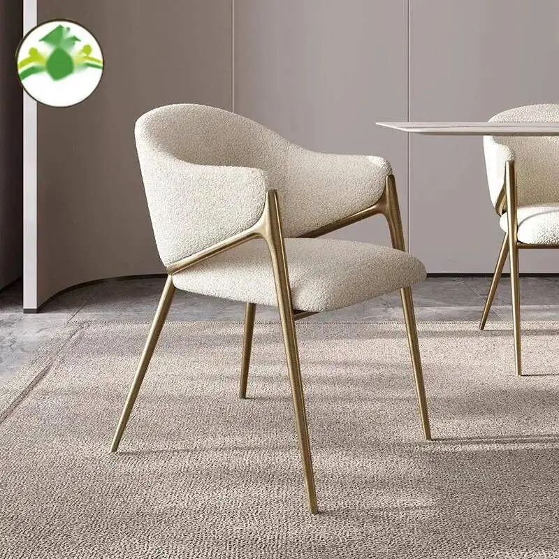 

Luxury Stainless Steel Dining Chair Modern Minimalist Velvet Lamb Dining Stool European Style Soft Chairs Home Furniture