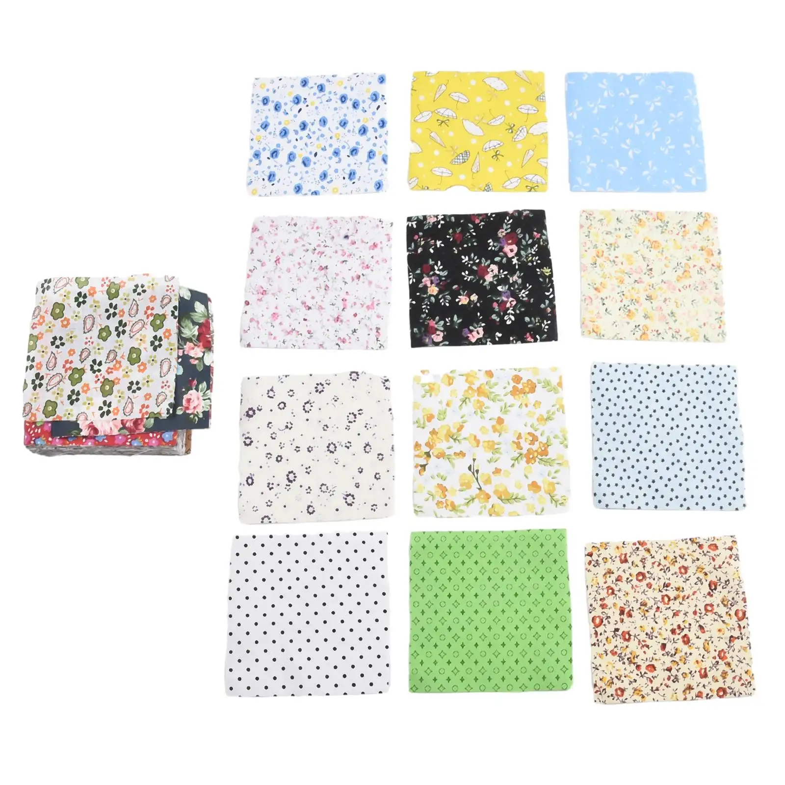 100pcs DIY Home Quarters Sewing Doll Quilting Patchwork Textile Cloth Bags 10x10cm Square Floral Cotton Fabric Crafts