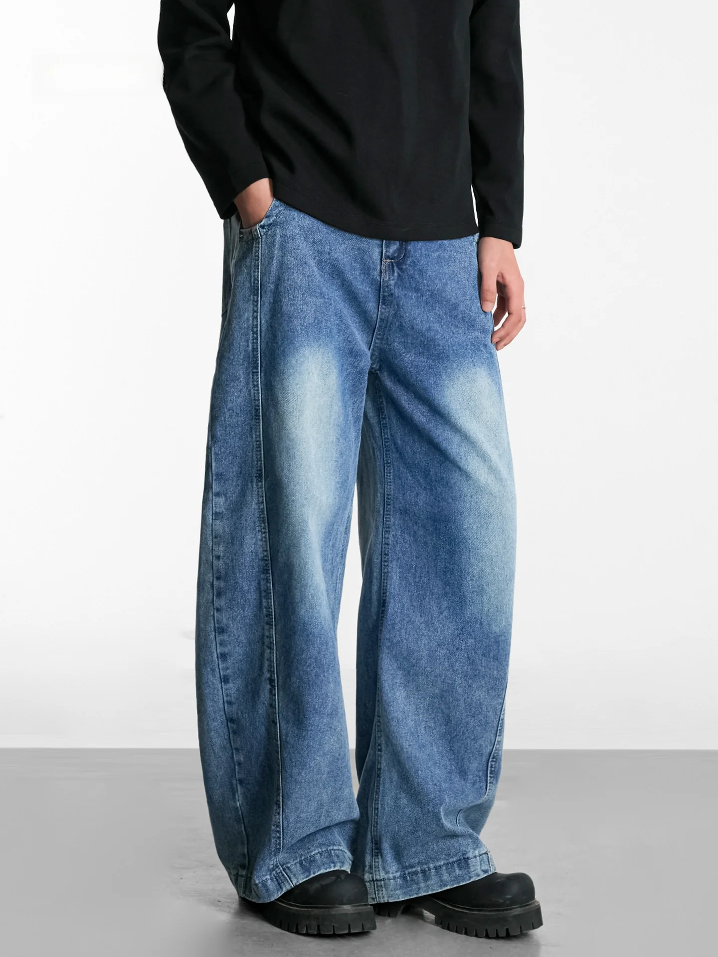 

Cleanfit Men's Straight Leg Jeans High Street Sle American Faion Waed out Wide Leg Pants Casual Wear for Men