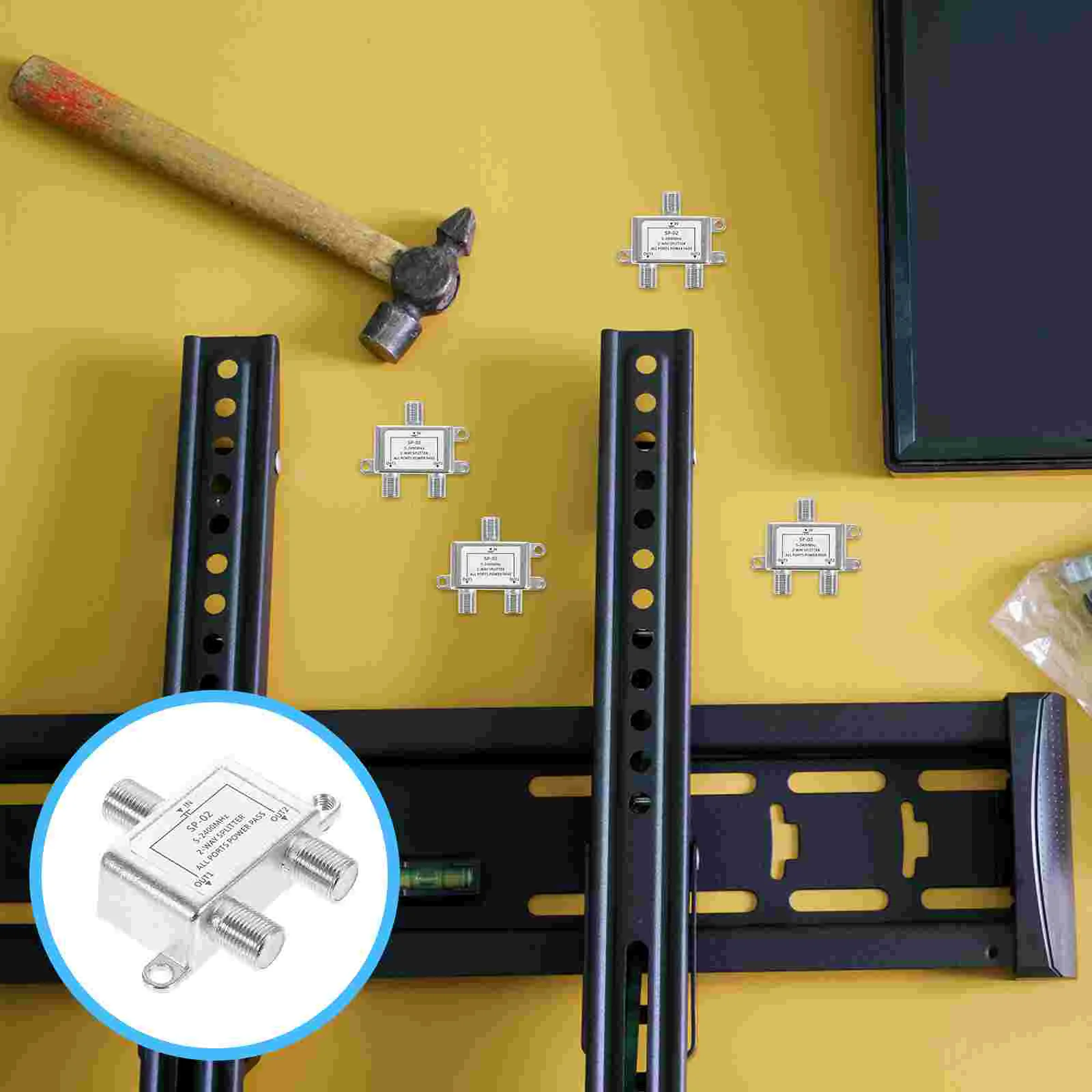 Two 1 to 2 Coaxial Cable Splitters 5 2400MHz Digital Signal Divider for Internet RG6 System Compatible Stable Splitting