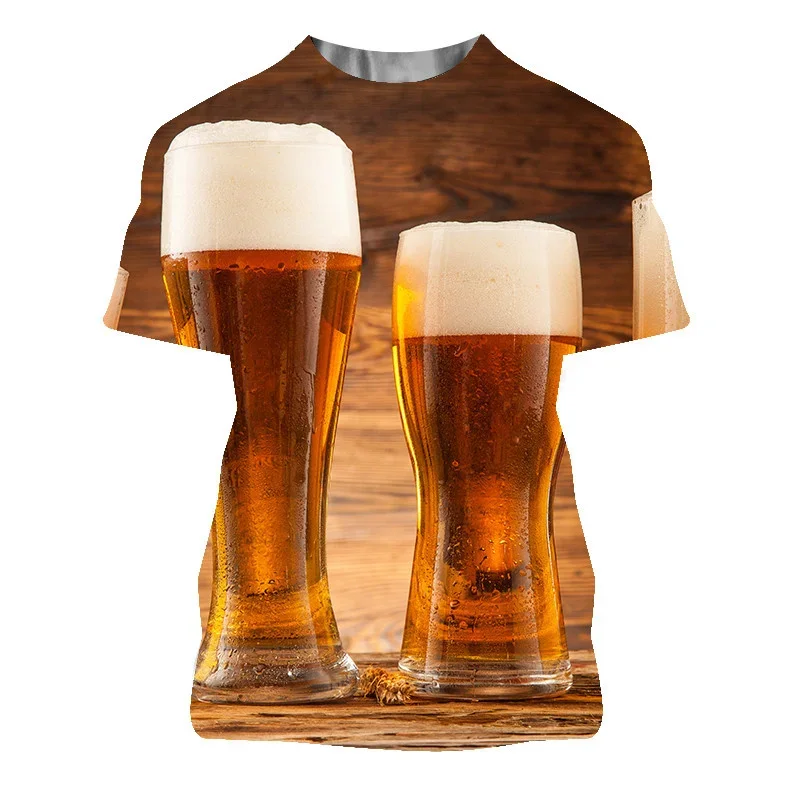 2025 Men and Women Cool and Interesting Novelty Short-sleeved Shirts New Summer Beer Fruit Canned Food 3D Printed T-shirts