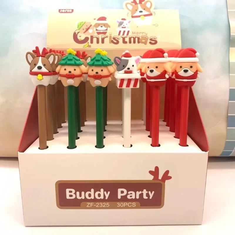 24Pcs Christmas creative novelty stationery cute pet animal Christmas party gender-neutral pen cute Shiba Inu student stationery